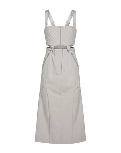Hyein Seo Woman Midi Dress Light Grey Size 2 Nylon, Polyurethane In Gray