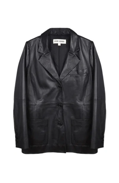 Hyer Goods Deadstock Leather Relaxed Fit Blazer In Black