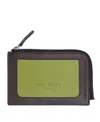 Hyer Goods Upcycled Italian Leather Zip-around Card Wallet In Vert Anis Multi
