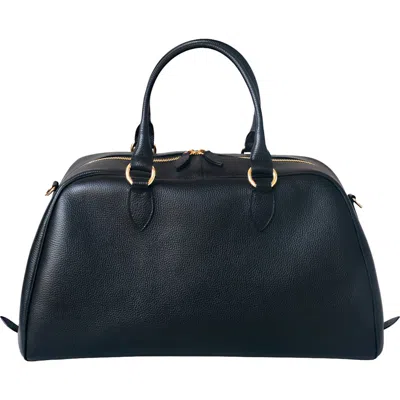 Hyer Goods La Via Italian Leather Weekender Bag In Black