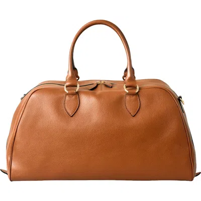 Hyer Goods La Via Italian Leather Weekender Bag In Brown
