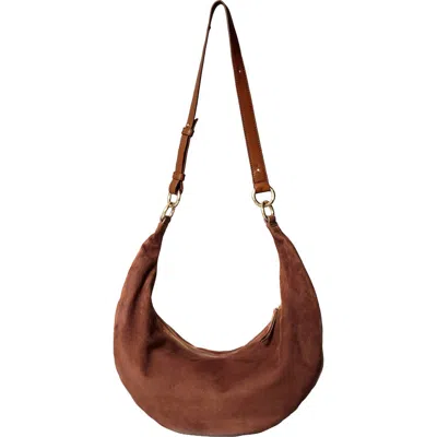 Hyer Goods Leather Convertible Hobo Crescent Ring Bag In Brown