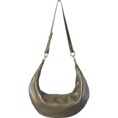 Hyer Goods Leather Convertible Hobo Crescent Ring Bag In Green