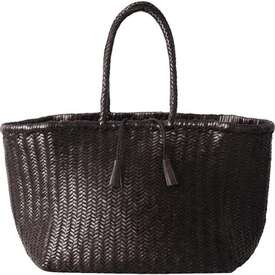 Hyer Goods Leather Mercato Woven Tote In Brown