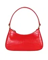 Hyer Goods Luxe Mini Shoulder Bag In Bright Red Croc