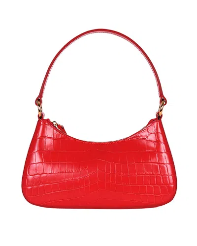 Hyer Goods Luxe Mini Shoulder Bag In Bright Red Croc
