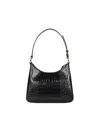 Hyer Goods Upcycled Leather Medium Shoulder Bag In Black Croc