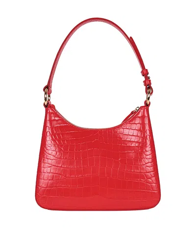 Hyer Goods Luxe Small Shoulder Bag In Bright Red Croc