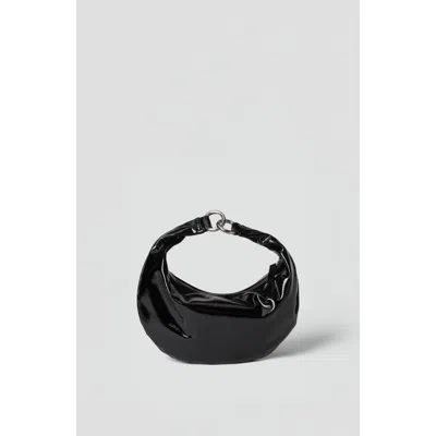 Hyer Goods Mini Leather Convertible Hobo Crescent Ring Bag In Black
