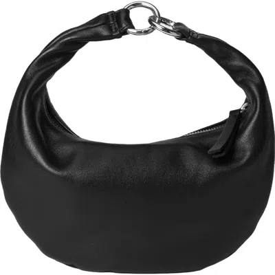 Hyer Goods Mini Leather Convertible Hobo Crescent Ring Bag In Black