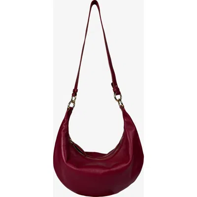 Hyer Goods Small Leather Convertible Hobo Crescent Ring Bag In Burgundy