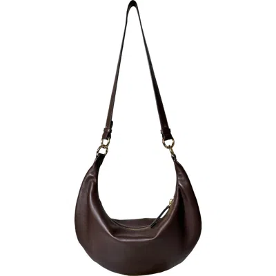 Hyer Goods Small Leather Convertible Hobo Crescent Ring Bag In Brown
