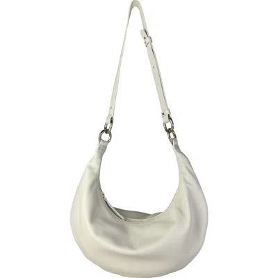 Hyer Goods Small Leather Convertible Hobo Crescent Ring Bag In White