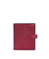 Hyer Goods Upcycled Leather Passport Wallet With Zipper Coin Pocket In Cherry Red Lizard