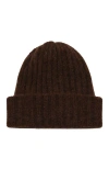 Hyer Goods Upcycled Alpaca Wool Chunky Rib Beanie In Brown Melange