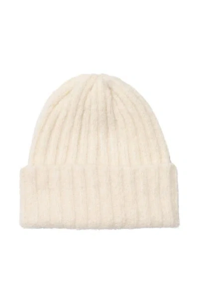 Hyer Goods Upcycled Alpaca Wool Chunky Rib Beanie In Off-white