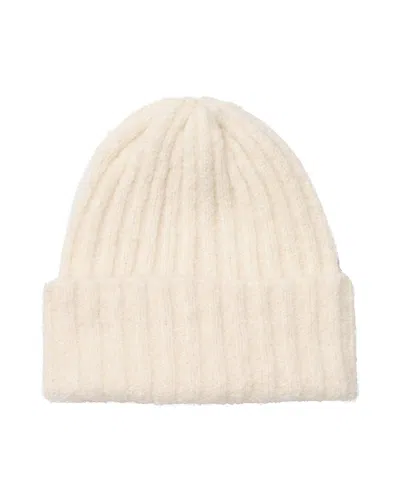 Hyer Goods Upcycled Alpaca Wool Chunky Rib Beanie In Off-white