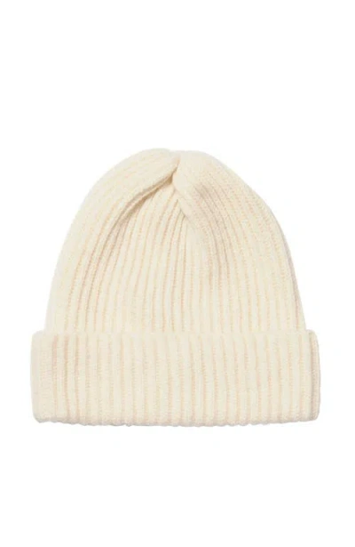 Hyer Goods Upcycled Cashmere Rib Beanie In Cream