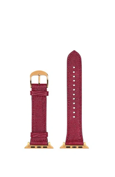 Hyer Goods Upcycled Leather Apple Watch Band In Red/gold- 38/40/41mm