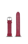Hyer Goods Upcycled Leather Apple Watch Band In Red/silver2/44