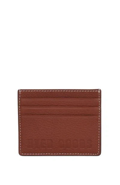Hyer Goods Upcycled Leather Card Wallet In Saddle Brown