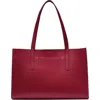 Hyer Goods Upcycled Leather Laptop Tote Bag In Burgundy