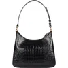 Hyer Goods Upcycled Leather Medium Shoulder Bag In Black Croco