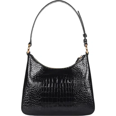 Hyer Goods Upcycled Leather Medium Shoulder Bag In Black Croc