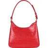 Hyer Goods Upcycled Leather Medium Shoulder Bag In Bright Red Croco