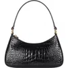 Hyer Goods Upcycled Leather Mini Shoulder Bag In Black Croco
