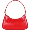 Hyer Goods Upcycled Leather Mini Shoulder Bag In Bright Red Croco