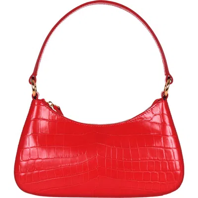 Hyer Goods Upcycled Leather Mini Shoulder Bag In Bright Red Croco