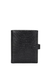 Hyer Goods Upcycled Leather Passport Wallet With Zipper Coin Pocket In Black Lizard