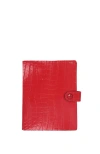 Hyer Goods Traveler's Wallet With Coin Pocket In Bright Red Croco