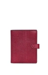 Hyer Goods Upcycled Leather Passport Wallet With Zipper Coin Pocket In Cherry Red Lizard