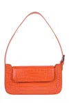 Hyer Goods Women's Buckle Bag Handbag In Orange Croco Leather In Orange