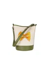 Hyer Goods X Hello Adrianne Made To Order Hand-painted Bucket Bag In Linen/ Olive- Farfalle