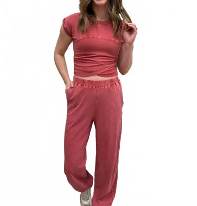 Hyfve 2 Piece Relaxed Fit Duo Top & Pants Set In Red
