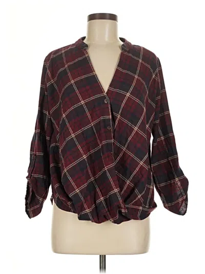 Pre-owned Hyfve 3/4 Sleeve Blouse In Burgundy