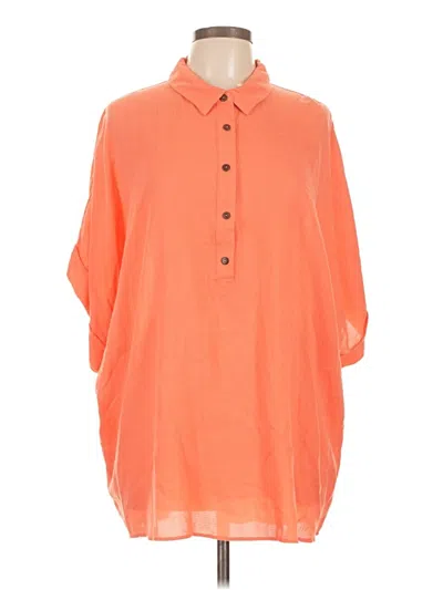 Pre-owned Hyfve 3/4 Sleeve Button Down Shirt In Orange