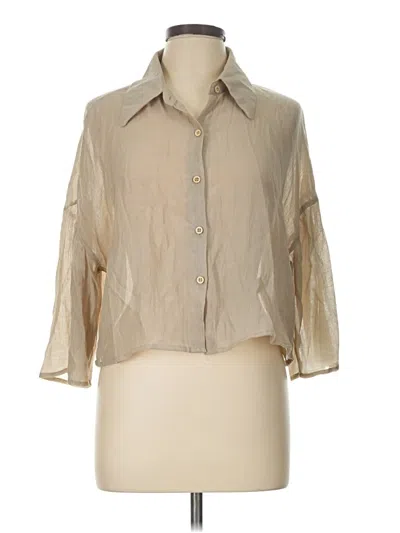 Pre-owned Hyfve 3/4 Sleeve Button Down Shirt In Tan