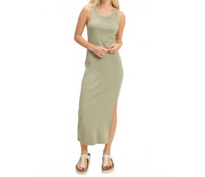 Hyfve Acid Washed Ribbed Midi Tank Dress In Sage Green