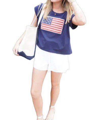 Hyfve American Flag Tee In Classic Navy In Blue