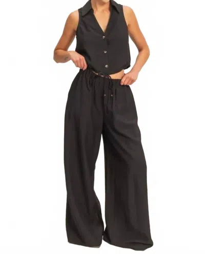 Hyfve Analia Vest And Elastic Waist Pants Set In Black