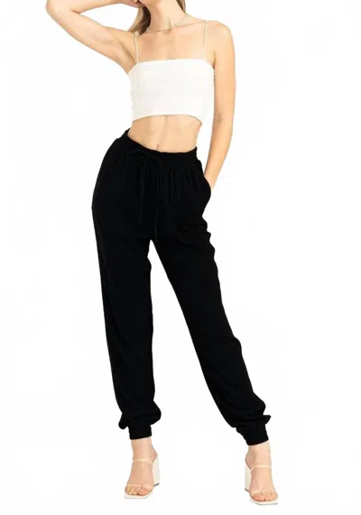 Hyfve Anytime Linen Drawstring Jogger Pants In Black