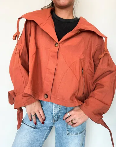 Hyfve Babydoll Tie Detail Jacket In Rust In Multi