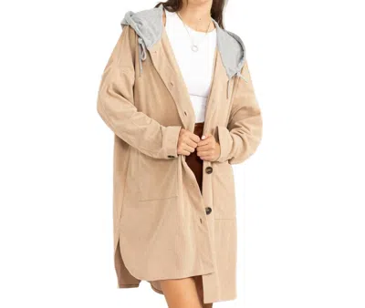 Hyfve Be On My Side Corduroy Hoodie Jacket In Beige