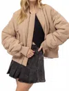 Hyfve Bella Oversized Bomber Puffer Jacket In Beige In Brown