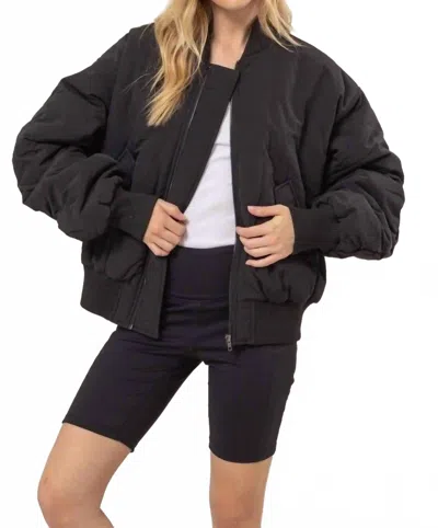 Hyfve Bella Oversized Bomber Puffer Jacket In Black