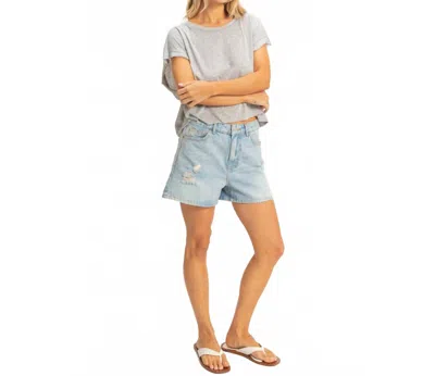 Hyfve Boxy Crew Neck Cutout Back Top In Heather Gray In Blue